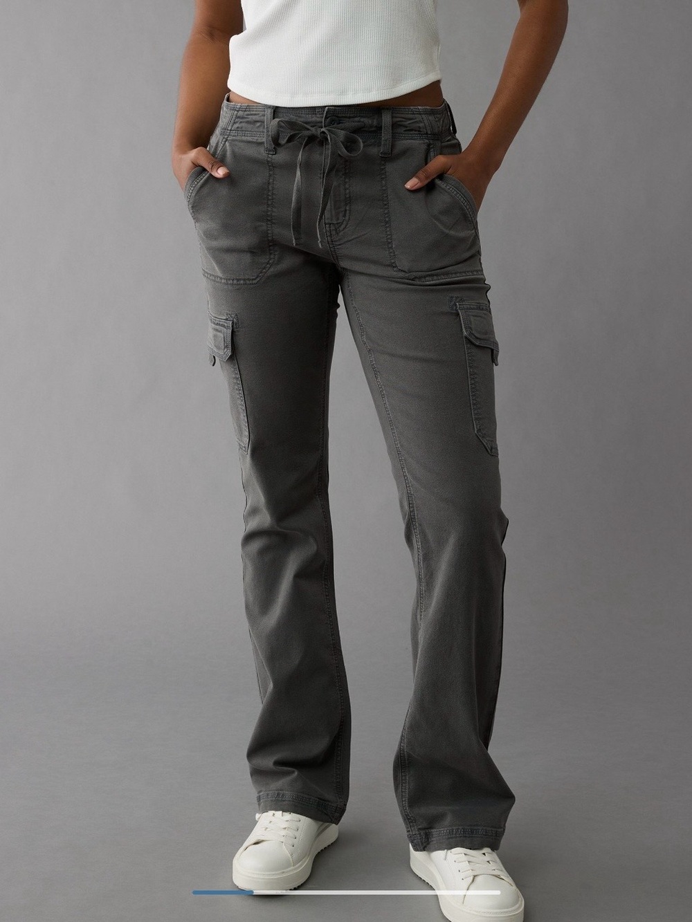 AE Women’s Stretch Classic Bootcut Cargo Pant Haze Grey Color- 4 Regular 27W
